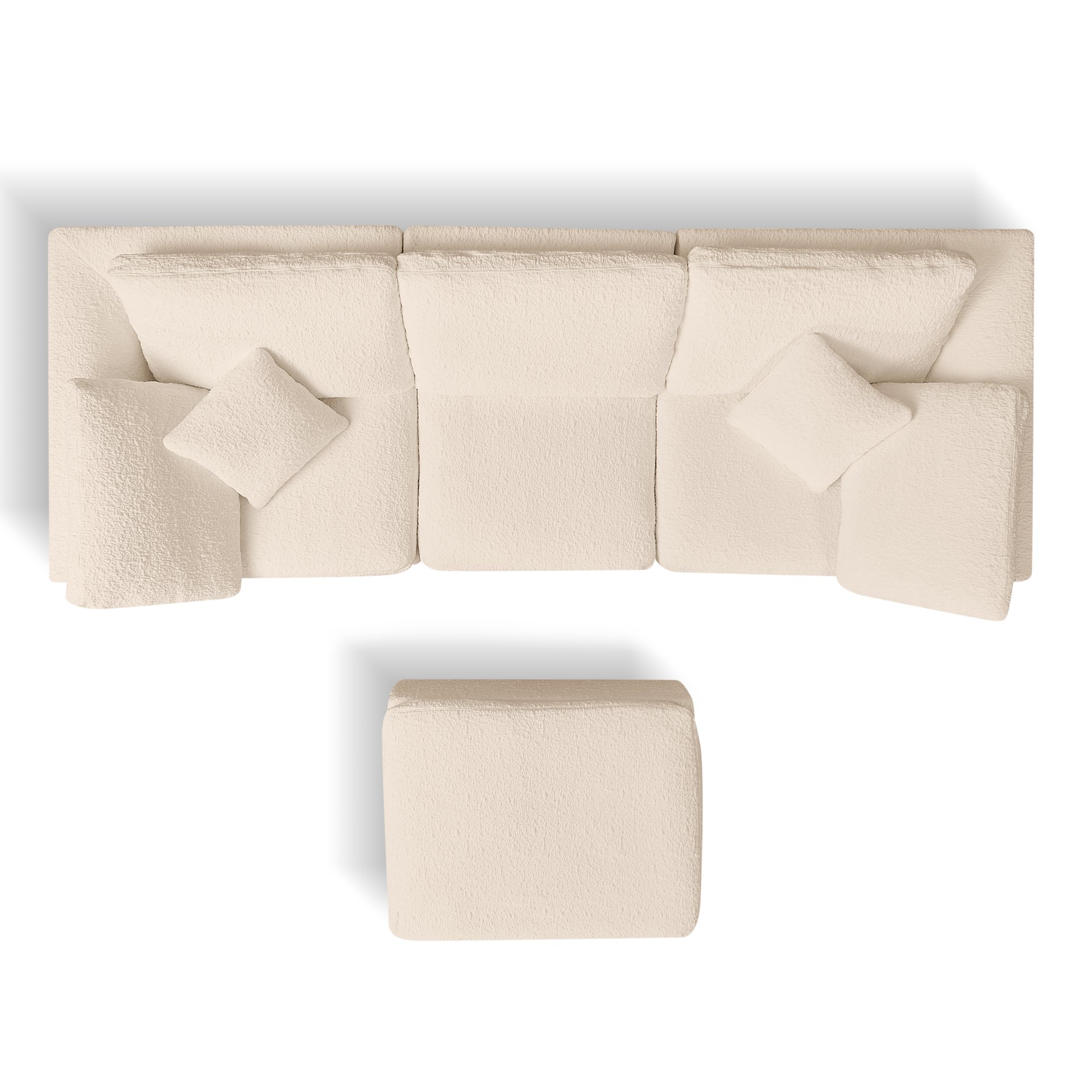 Cloud L Shape Modular Sectional Sofa With Ottoman, 3 Seater Convertible Couch - Beige - Image 16