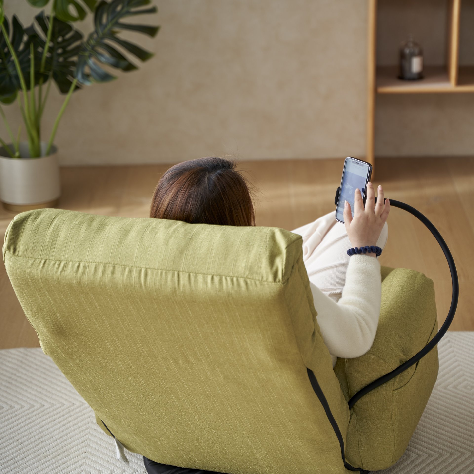 Adjustable Swivel Lounge Chair With 360 Degree Rotating Seat And Headrest Support Leisure Chair Deck Chair Game Chair For Living Room - Green - Image 18