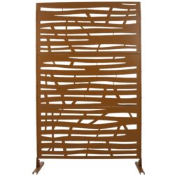 Outdoor & Indoor Metal Privacy Screen 76" H×48" W, Freestanding Decorative Screen For Deck Balcony Patio - Brown
