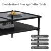 Rectangle Coffee Table With Tempered Glass Top, Modern Table For Living Room - Gray / Black - Image 7