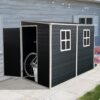 Outdoor Storage Shed With Floor Resin Shed With Two-Window, Waterproof, Lockable Doors For Patio, Yard, Lawn - Black - Image 4