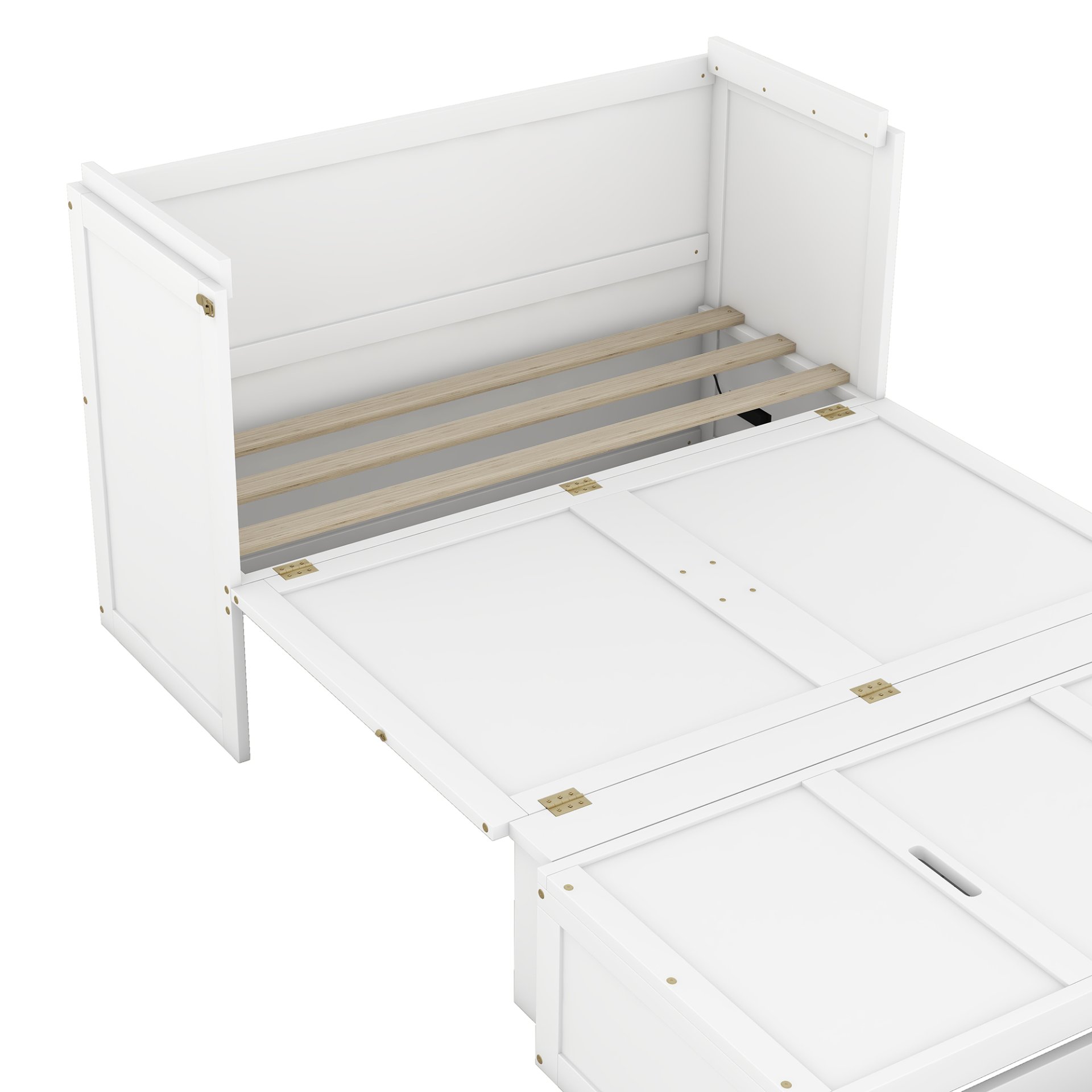 Full Size Murphy Bed With USB Port And A Large Drawer - White - Image 14