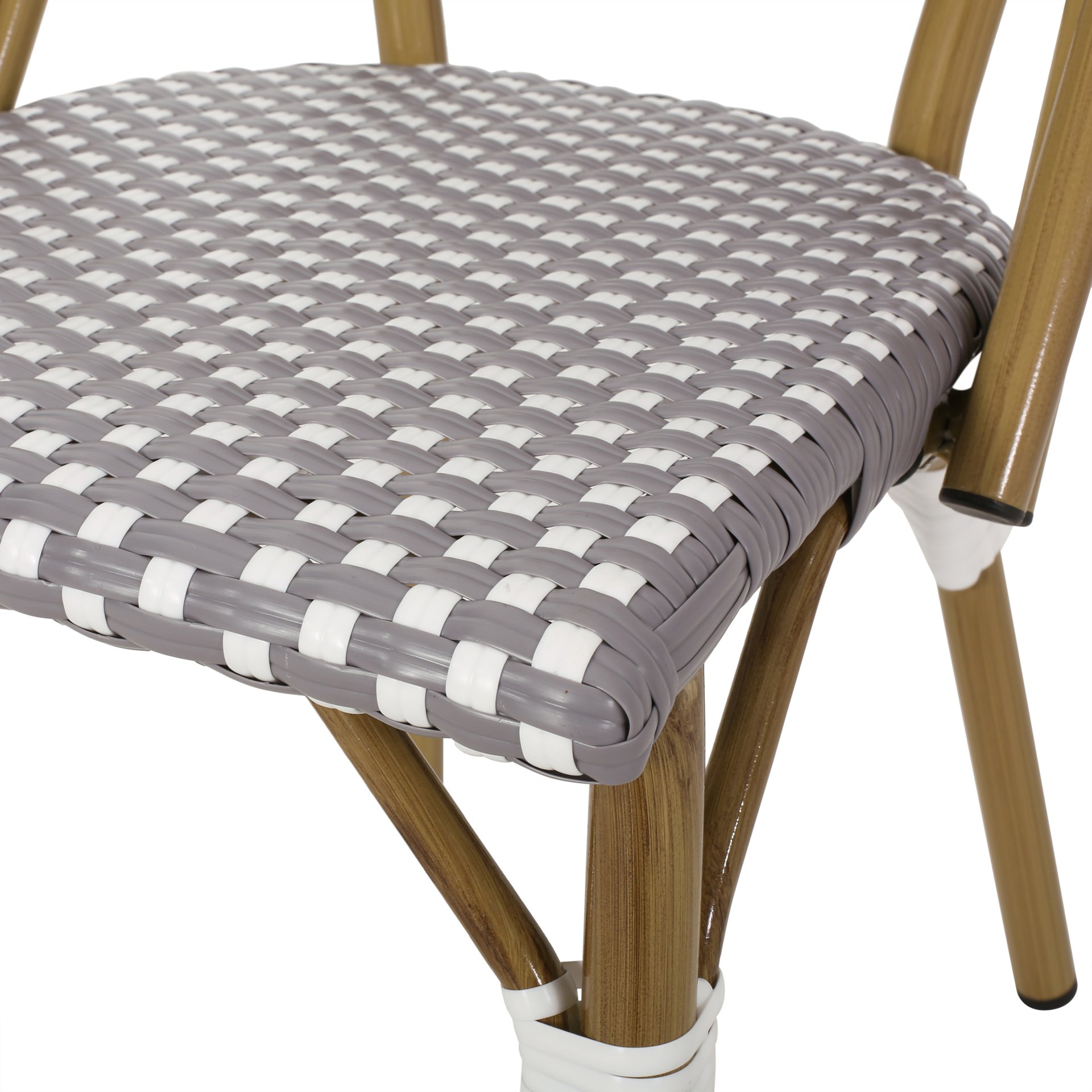 French Bistro Chair Set Outdoor Cafe Style - White / Gray - Image 13