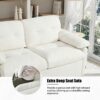 Modern Convertible Sleeper Sofa Bed With Pull Out Queen Design, Side Storage & Thick Cushions Chenille Loveseat For Living Room Or Bedroom 3 In 1 Function - Beige - Image 11