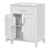 Bathroom Vanity Combo With Ceramic Sink, Luxurious Space-Saving Vanity, 2 Soft-Close Doors - Gold / White - Image 21