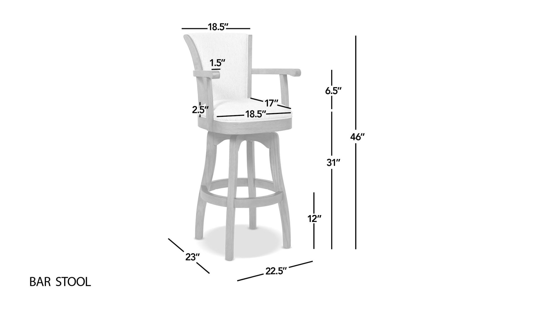 Williams - Swivel Bar Stool With Armrests - Heathered Gray - Image 2