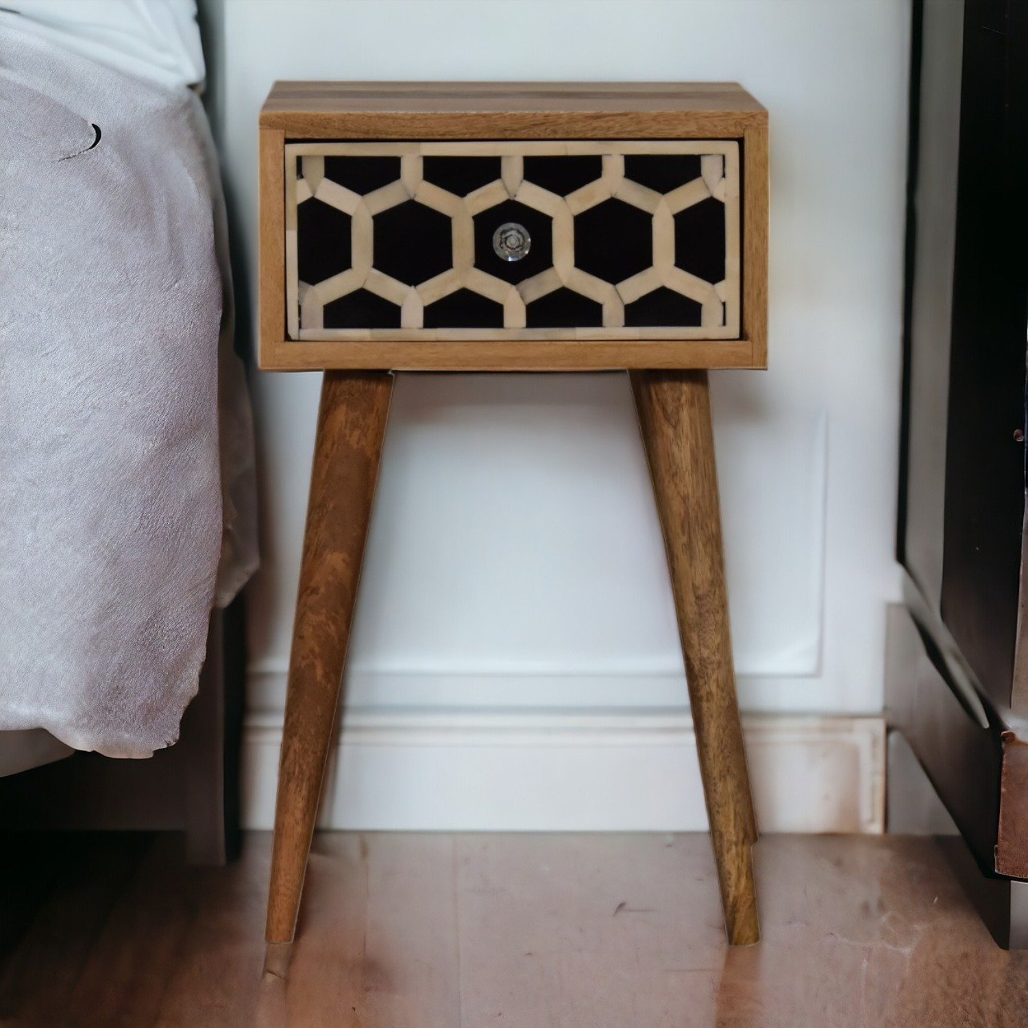 Inlay - Mini Bone Bedside Table - Brown Oak - Image 10
