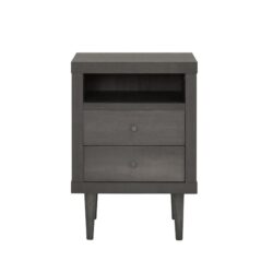 Nystrom - Mid Century Modern 2 Drawer Nightstand - Gray
