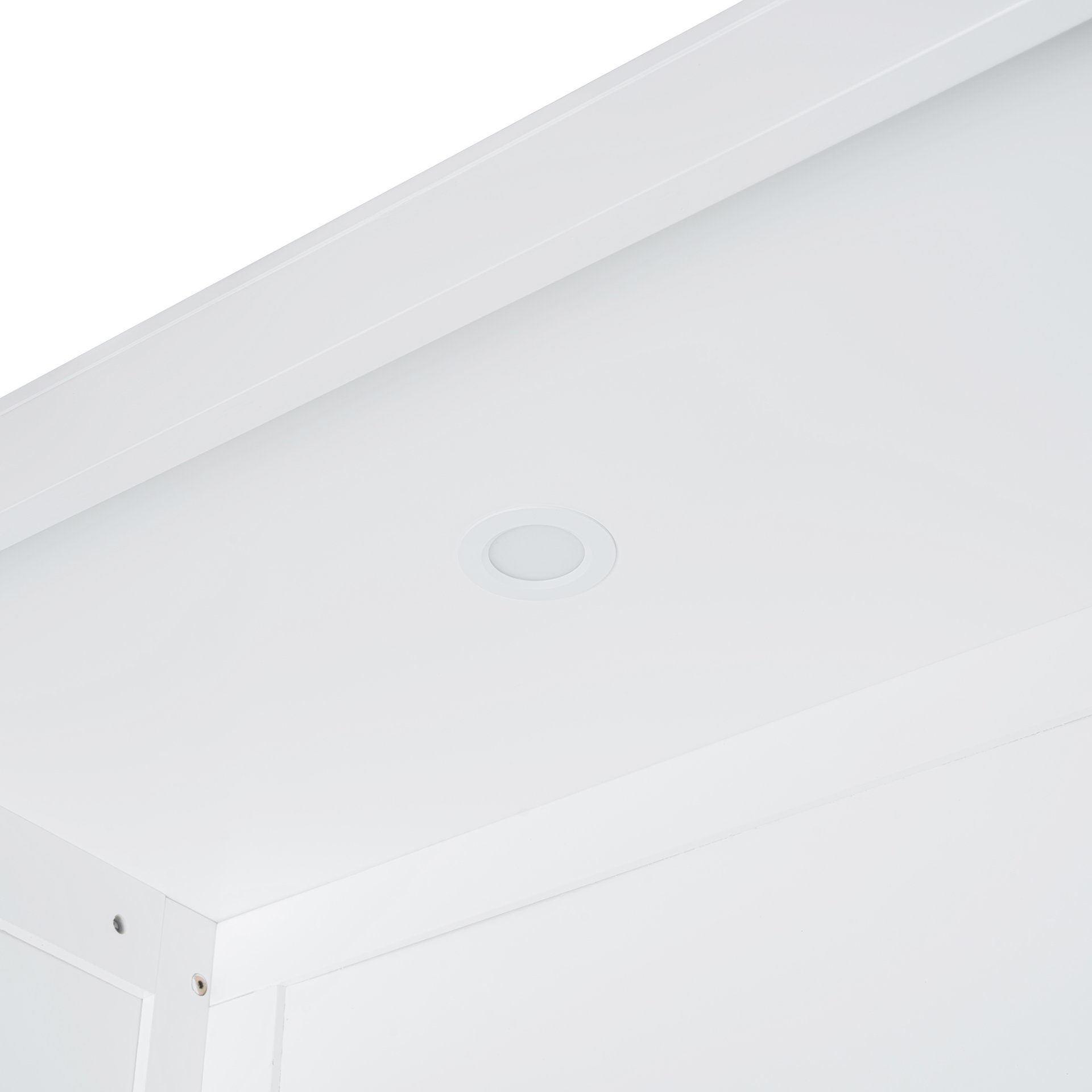 Full Size Murphy Wall Bed With Shelves, Wardrobe And LED Lights - White - Image 7