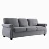 Soft Sofa, Upholstered 3 Seater Couch, Loose Back Cushions And Turned Legs - Gray - Image 2