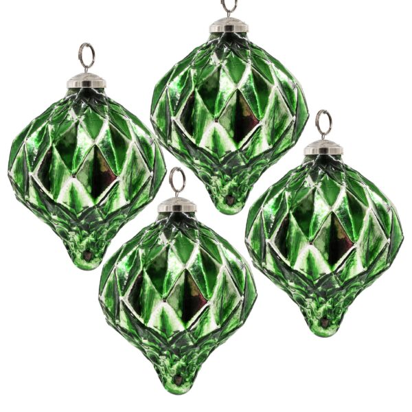 Christmas Ball Ornaments, Glass Decorative Hanging Ball Christmas Tree Ornaments For Holiday Decorations (Set of 4) - Green