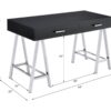 Coleen - High Gloss Writing Desk With USB - Black / Chrome - Image 11