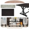 Farmhouse 6 Piece Dining Table Set With Rectangular Wood Table, 4 Upholstered Chairs, Bench - Espresso - Image 7