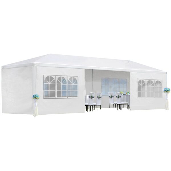 10X30' Wedding Party Canopy Tent Outdoor Gazebo With 8 Removable Sidewalls - White