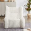 Bean Bag Chair For Adults, Lazy Floor Sofa Couch Memory Foam Bean Bag Sofas Chenille Fabric Reading Chair Comfortable Corner Lounge Sofa For Living Room - White - Image 12