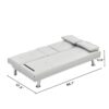 Sofa Bed With Armrest Two Holders Wood Frame, Stainless Leg, Futon - White - Image 19