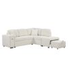 Sectional Sofa L-Shaped Sofa Couch Pull-Out Sofa Bed With A Movable Ottoman, Two USB Ports And Two Cup Holders For Living Room - Beige - Image 16