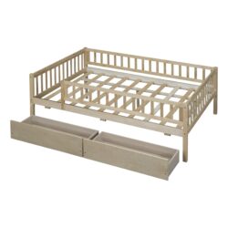 Full Size Daybed Bed With Two Drawers - Natural