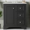 Bathroom Vanity Cabinet With Ceramic Basin, 3 Drawers And Adjustable Shelves - Black - Image 24