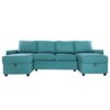 Convertible U Shaped Sectional Sofa With Storage Chaise Lounges & USB Ports - Teal - Image 15