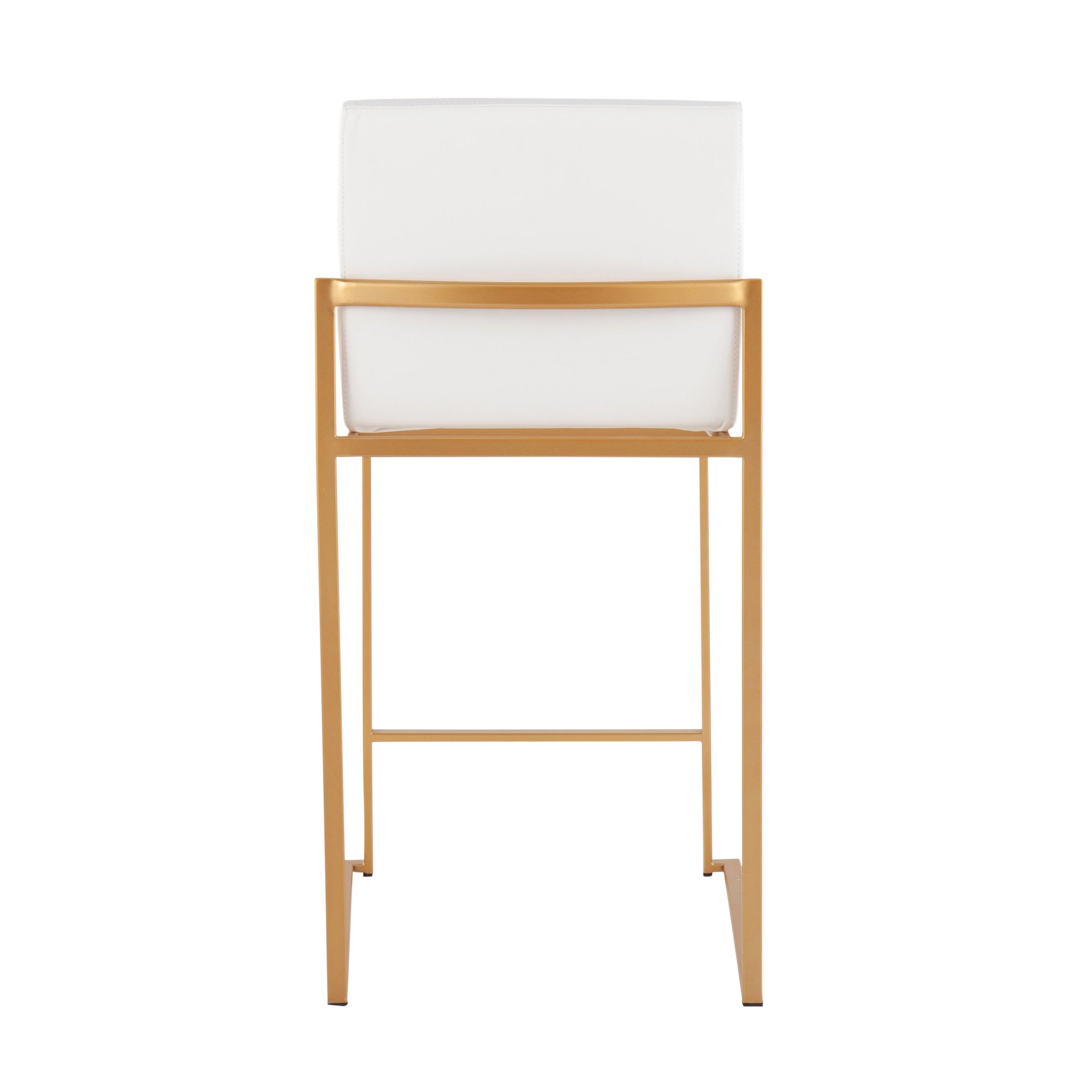 Fuji - Contemporary High Back Counter Stool (Set of 2) - White / Gold - Image 5