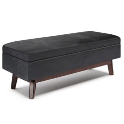 Owen - Rectangular Storage Ottoman - Distressed Black