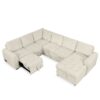 U-Shaped Sofa Sectional Sofa Pull-Out Sofa Bed With A Storage Chaise Lounge, Charging Devices For Living Room - Beige - Image 18