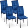 5 Piece Dining Set Including Velvet High Back Nordic Dining Chair & Creative Design Dining Table - Blue - Image 9