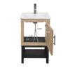 Modern Freestanding Bathroom Vanity With Ceramic Sink, Hot And Cold Faucet, 1 Door Cabinet & Open Iron Shelf, Magnesium Oxide And Iron Frame - Natural - Image 6