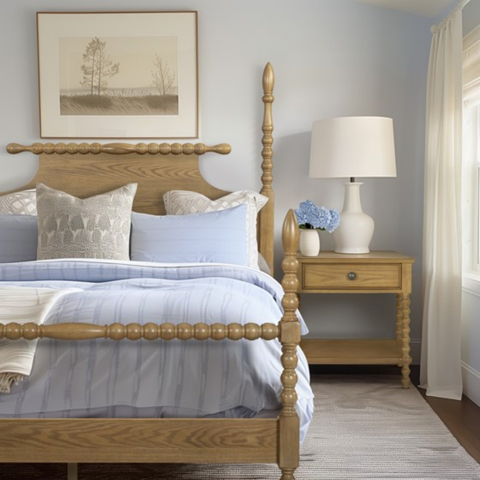 Traditional Nightstand With 2 Drawers - Natural - Image 6