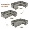 Sectional Sofa Versatile Sofa Bed Sofa Sleeper U - Shaped Sofa With Ample Storage Space, 2 Cup Holders And Charging Ports For Living Room - Light Gray - Image 5