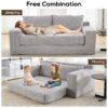 Convertible Loveseat Sofa With Memory Foam & Steel Frame - Light Gray - Image 4