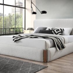 Sandro - Eastern King Bed Boucle - Walnut / White