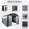 10 Ft X 12 Ft Outdoor Metal Storage Shed With Arch Roof With Lockable Doors For Backyard Garden Patio Lawn - Black - Image 6