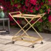 Sherianne - Industrial Bar Cart With Tempered Glass Shelves And Swivel Wheels - Gold - Image 5