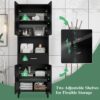 Freestanding Tall Bathroom Cabinet With Soft Close Doors And Adjustable Shelves - Black - Image 7