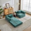 Convertible Floor Sofa Bed With Fixed Shape Frame, Loveseats Boneless Modular Sectional, For Living Room - Dark Green - Image 17
