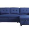 Upholstered Pull Out Sectional Sofa With Chaise - Blue - Image 20
