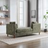Wide Modern Double Sided Upholstered Chaise Lounge With Throw Pillows - Green - Image 7