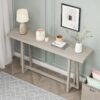 Console Table Stylish Rectangular Entryway Table Outdoor Console Table For Patio Sturdy Construction Hall Table - Gray - Image 7