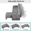 Convertible Futon Sofa Bed Futon Sofa Couch With An Adjustable Backrest, A Reversible Chaise Lounge And 2 Removable Armrest Pillows For Living Room - Gray - Image 5