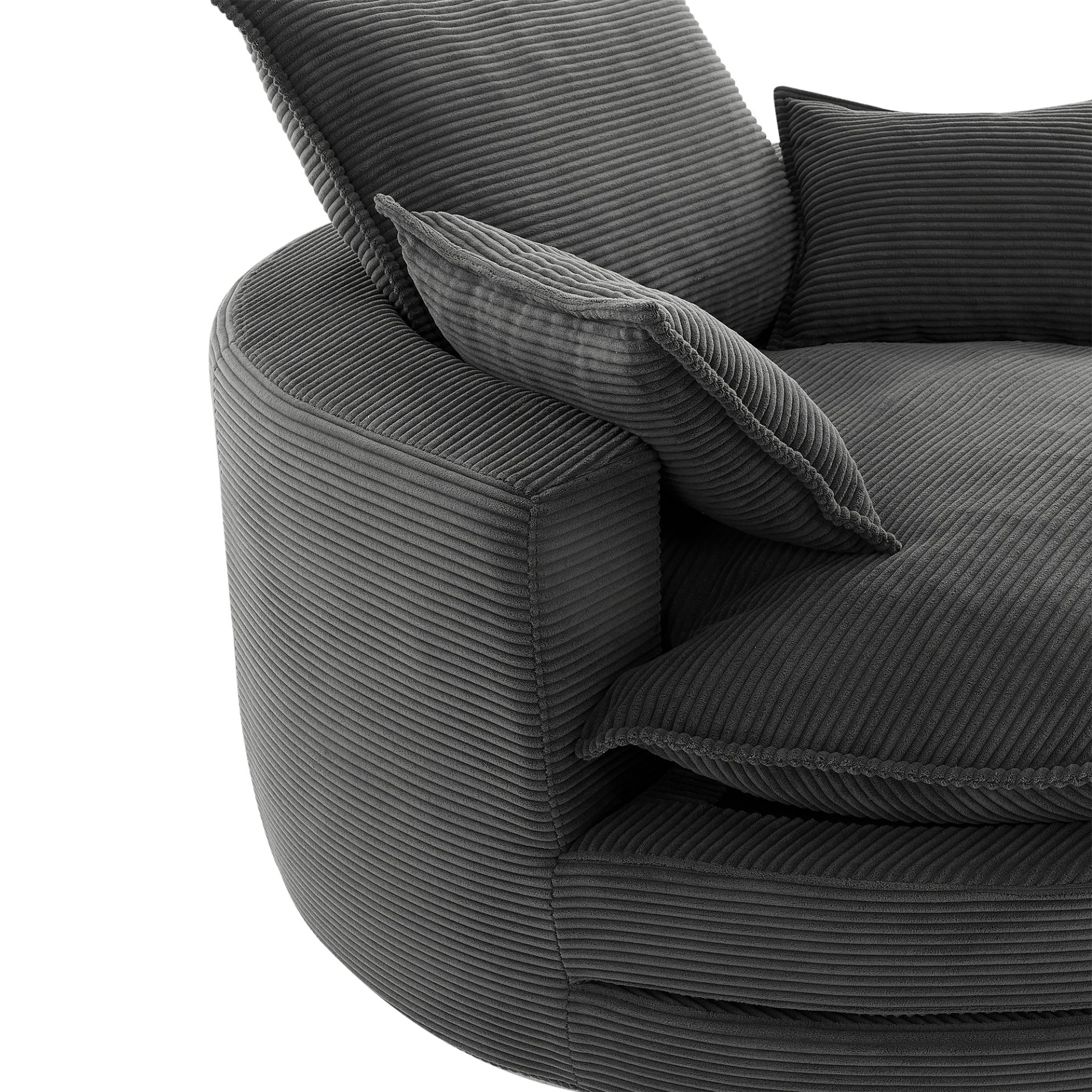 Modern 360° Swivel Sofa Chair With Dual Layer Cushion And Removable Pillows Corduroy - Black - Image 20