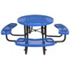Round Outdoor Steel Picnic Table With Umbrella Pole - Blue - Image 8