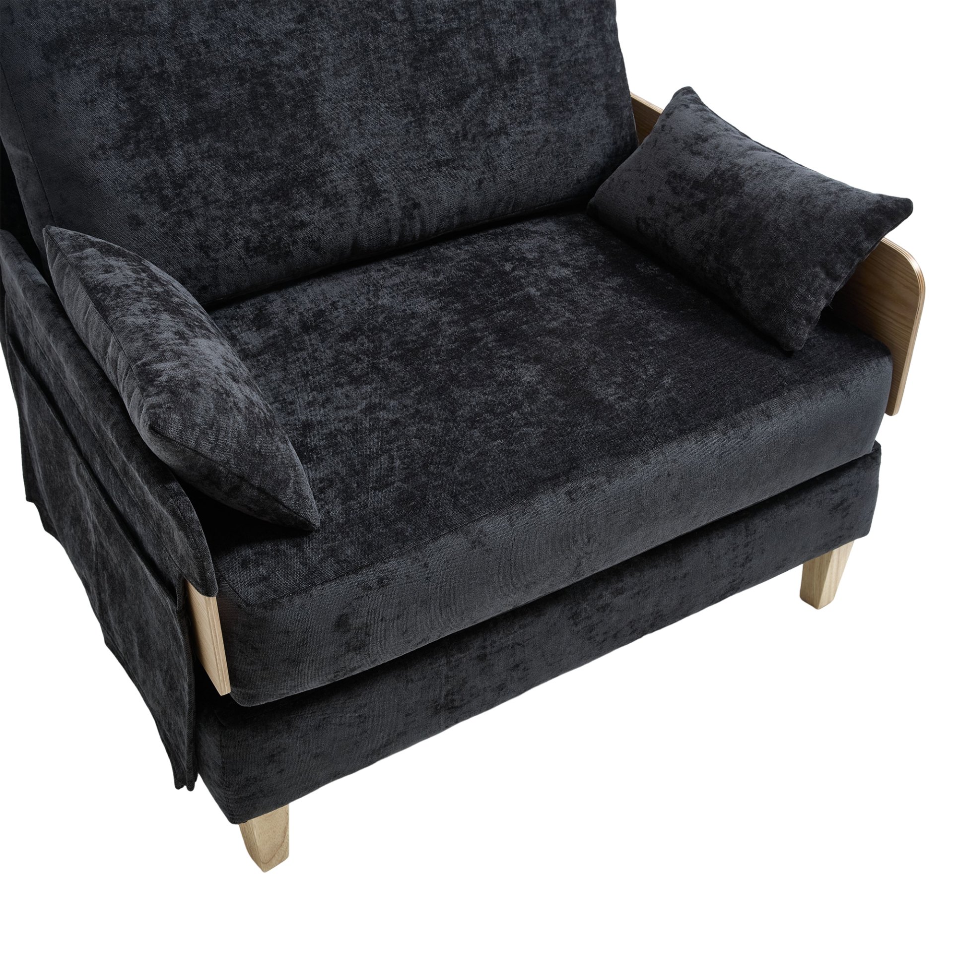 Mid Century Modern Foldable Sofa Bed Recliner, 3 - 1 Convertible Sleeper With 3 Pillows For Small Spaces - Black - Image 25