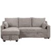 Pull Out Sleeper Sofa L-Shaped Couch Convertible Sofa Bed With Storage Chaise, Storage Racks And USB Ports - Light Brown - Image 12