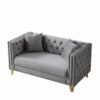 2 Seater Deep Seat Sofa, Sofa With Button Nailhead, Square Arm Couches, Furniture For Living Room - Gray - Image 6