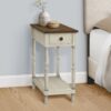Accent End Table, 2 Tier, Storage Drawer, Traditional - White - Image 5