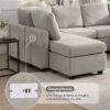 Sectional Sofa Couch Sofa Bed U-Shaped Sofa With Two Movable Ottoman And Three USB Ports For Living Room - Gray - Image 6