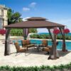 13 0 Outdoor Patio Gazebo Canopy Tent With Ventilated Double Roof And Mosquito Net (Detachable Mesh Screen On All Sides) Suitable For Lawn Garden Backyard And Deck Top - Brown - Image 18