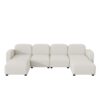 Velvet Modular Sectional Sofa, U Shaped Reversible Couch Set, Free Combination, 6 Seat Sleeper Cloud Sofa Bed With Ottoman, Convertible Oversized Indoor Furniture Pieces - Beige - Image 2